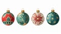 Isolated flat modern illustration of vintage retro Christmas bauble. Xmas tree decoration. Christmas ornament. Festive Royalty Free Stock Photo