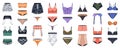 isolated flat vector set of various lingerie. Royalty Free Stock Photo