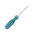 Isolated Flathead Screwdriver Illustration on White Surface. Construction Tool for Fix Work and Handcraft Royalty Free Stock Photo