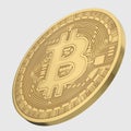 Isolated Floating Bitcoin on a Seamless Light Background