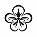 Isolated Flower Symbol: Meiji Art Inspired Monochrome Sticker Royalty Free Stock Photo