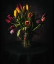 Isolated Flowers Dark Background Mock Photo Tulips