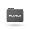 Isolated folder signal with the text MIGRATION