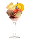 Classic mixed Ice Creams in a Glass on white Background - Isolated Royalty Free Stock Photo