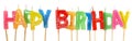 Happy Birthday Candles Banner on white Background - Isolated Royalty Free Stock Photo