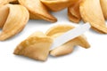 Broken Fortune Cookie with Blank Piece of Paper Royalty Free Stock Photo