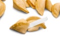 Broken Fortune Cookie with Blank Piece of Paper Royalty Free Stock Photo