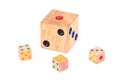 Isolated four wood dices