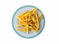 Isolated French fries on a plate.