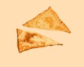 Isolated Fried wontons,deep fried golden brown triangle wonton,