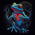 Isolated frog with heart. AI generative