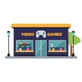 Isolated front view videogames shop building Vector