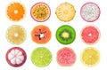 Isolated fruit cross sections Royalty Free Stock Photo