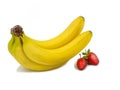 Isolated fruits bananas and strawberries Royalty Free Stock Photo