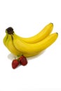 Isolated fruits bananas and strawberries Royalty Free Stock Photo