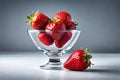 Isolated fruits - Strawberries on white background. This picture is part of the series perfecting macros Ai generated