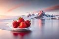 Isolated fruits - Strawberries on white background. This picture is part of the series perfecting macros Ai generated