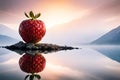 Isolated fruits - Strawberries on white background. This picture is part of the series perfecting macros Ai generated