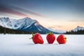 Isolated fruits - Strawberries on white background. This picture is part of the series perfecting macros Ai generated