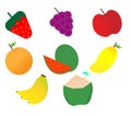 Isolated fruits vector.