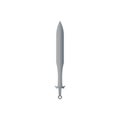 An isolated full metal sword on a white background. Fantasy Warrior weapons design Silhouette. Realistic vector illustration. Royalty Free Stock Photo