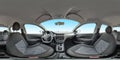 Isolated full seamless panorama 360 degrees angle view in interior leather salon of prestige modern car in equirectangular