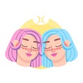 Isolated gemini icon colored zodiac sign