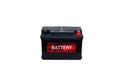 Isolated generic black battery with a red label