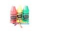 Isolated Generic Crayons with sharpeners Royalty Free Stock Photo