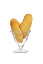 Isolated giant lady finger cookies in dish