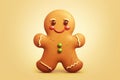 Isolated gingerbread cookie with cheerful smile, adorned with wintry glaze, perfect for celebrating holiday, set against