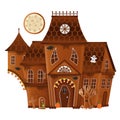 Isolated gingerbread halloween house with cookies and candies