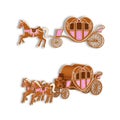 Isolated gingerbread heart-shaped carriages with horses. valentine`s day or wedding gingerbread carriage Royalty Free Stock Photo