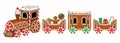 Isolated gingerbread train with gingerbread man and christmas candies