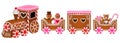 Isolated gingerbread train for valentine`s day