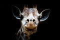 Isolated Giraffe head in black background