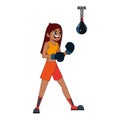 Isolated girl athlete character boxing