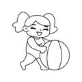 Isolated girl ball beach draw vector illustration Royalty Free Stock Photo