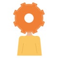 Isolated girl cartoon with a gear piece as head Vector Royalty Free Stock Photo