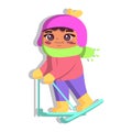 Isolated girl ski snow winter kids vector illustation Royalty Free Stock Photo