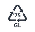 Isolated 75 GL icon for light leaded glass. Concept of ecology and packaging.