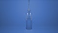 Isolated glass bottle fills with water, blue background