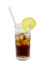 Isolated glass of cocktail or tea with glass drinking straw, ice and lemon. object, beverage. Royalty Free Stock Photo