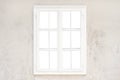 Isolated glass, inner of window frame on old rustic wall Royalty Free Stock Photo