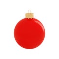 Isolated Glass Red Christmas tree toy on white background, mockup Royalty Free Stock Photo