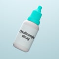 Isolated glaucoma treatment drug cholinergic in eyedropper bottle. 3d illustration of seablue background. Cholinergic agents are