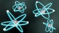isolated glowing blue atom molecule Royalty Free Stock Photo