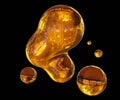 Isolated glowing fresh oil. fish oil droplets 3d rendering Royalty Free Stock Photo