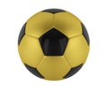 Isolated gold and black soccer ball. 3D rendering of football ball in matt gold colour. Royalty Free Stock Photo