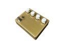 Isolated Gold boutique vintage Overdrive stomp box effect for electric guitar on white background.